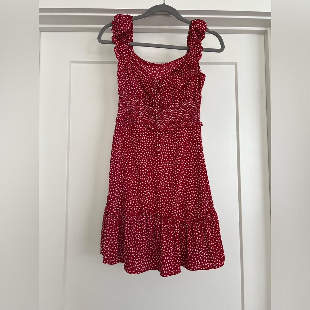 Red polka dot mini dress